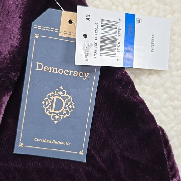 810 NWT Democracy Long French Cuff Sleeve Button Down Velvet Woven Shirt PXL - Picture 5 of 8